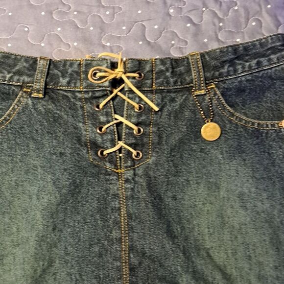 Billabong Free Your Mind lace up jean skirt size 5 - Picture 2 of 5